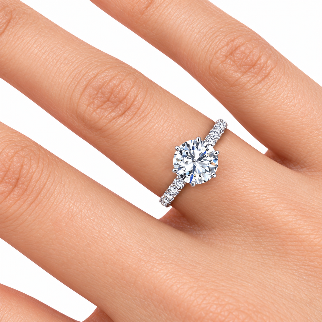 Krystal Lab Grown Diamond Ring — white gold — on hand