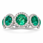 Lab-grown emerald diamond halo band, front view