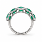 Lab-grown emerald diamond halo band, side view