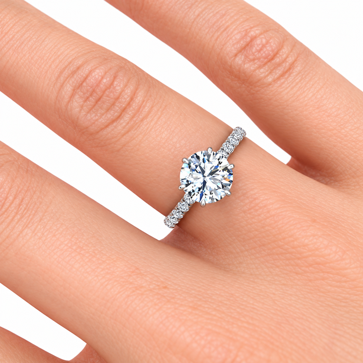 Lana Lab Grown Diamond Ring — white gold — on hand