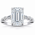 Leah Lab Grown Diamond Ring — emerald center — white gold — front view
