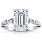 Leah Lab Grown Diamond Ring — emerald center — white gold — front view