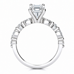 Leah Lab Grown Diamond Ring — emerald center — white gold — side profile