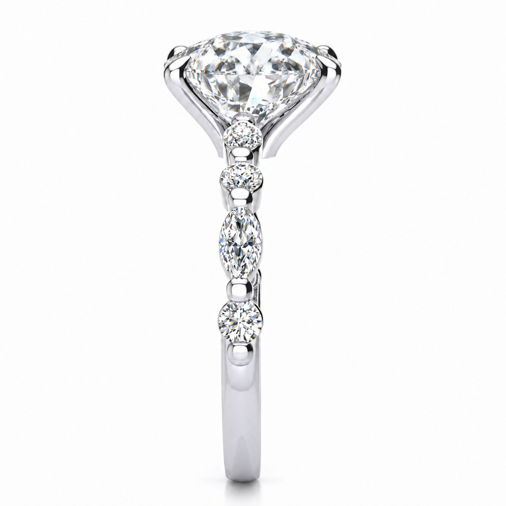 Leah Lab Grown Diamond Ring — oval center — white gold — end view