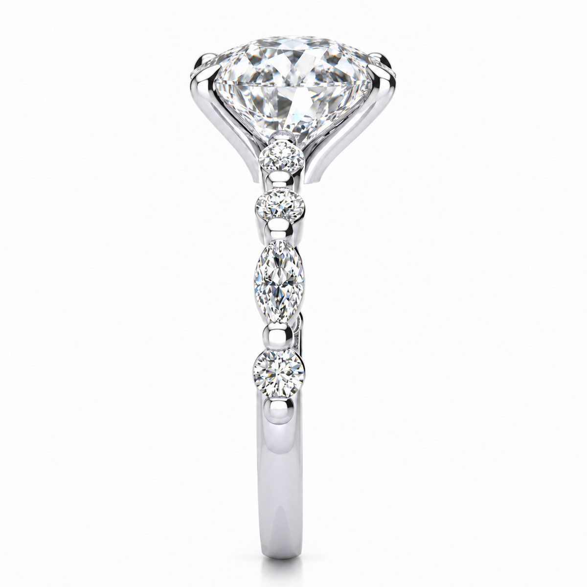 Leah Lab Grown Diamond Ring — oval center — white gold — end view
