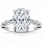 Leah Lab Grown Diamond Ring — oval center — white gold — front view