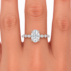 Leah Lab Grown Diamond Ring — oval center — white gold — on hand