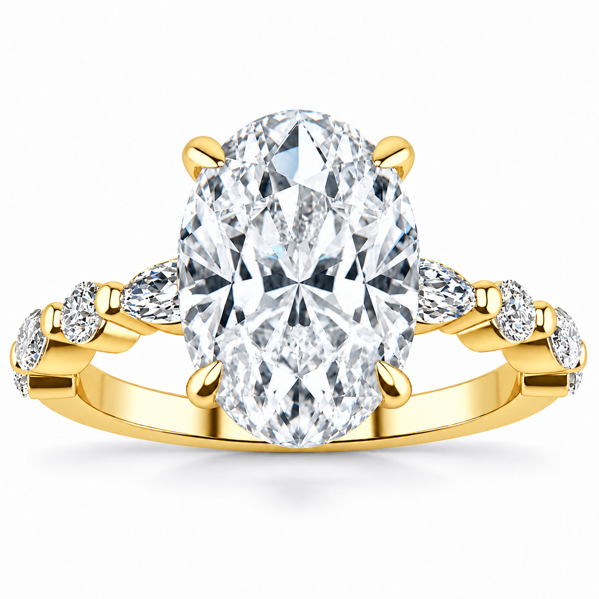Leah Lab Grown Diamond Ring — oval center — yellow gold — front view