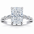 Leah Lab Grown Diamond Ring — radiant center — white gold — front view