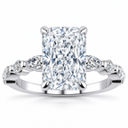 Leah Lab Grown Diamond Ring — radiant center — white gold — front view