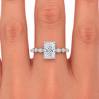 Leah Lab Grown Diamond Ring — radiant center — white gold — on hand