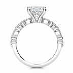 Leah Lab Grown Diamond Ring — radiant center — white gold — side profile