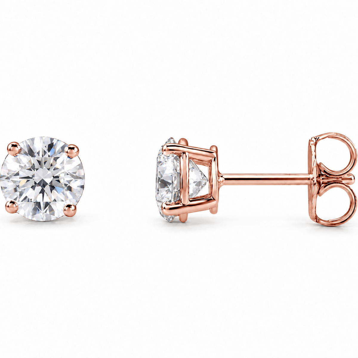 14K Rose Gold lightweight lab-grown diamond stud earrings — representative color view 1