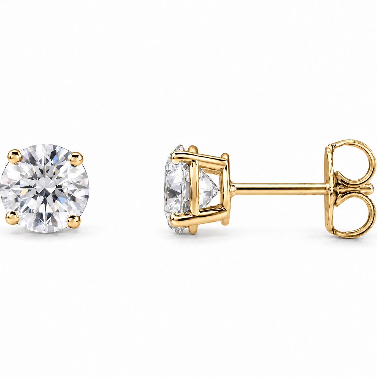 14K Yellow Gold lightweight lab-grown diamond stud earrings — representative color view 1