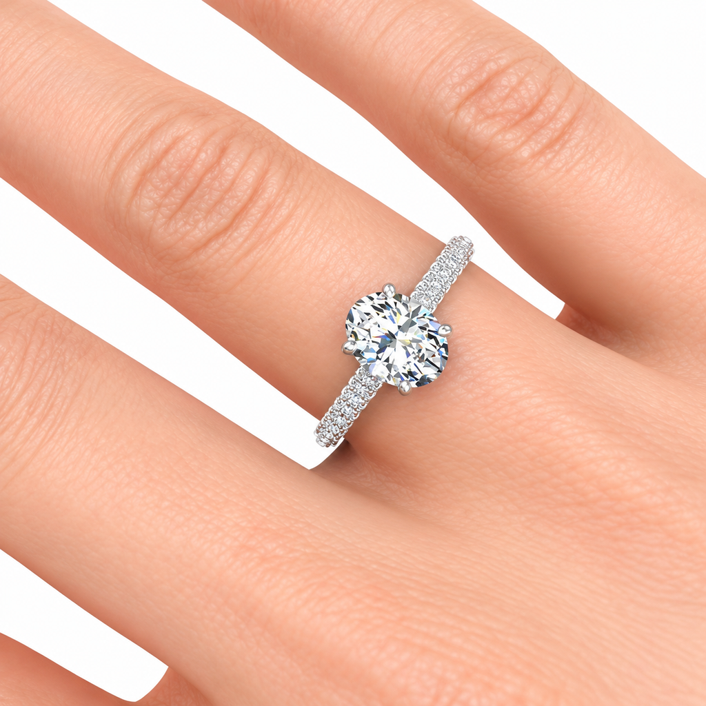 Lila engagement ring — white gold — on hand