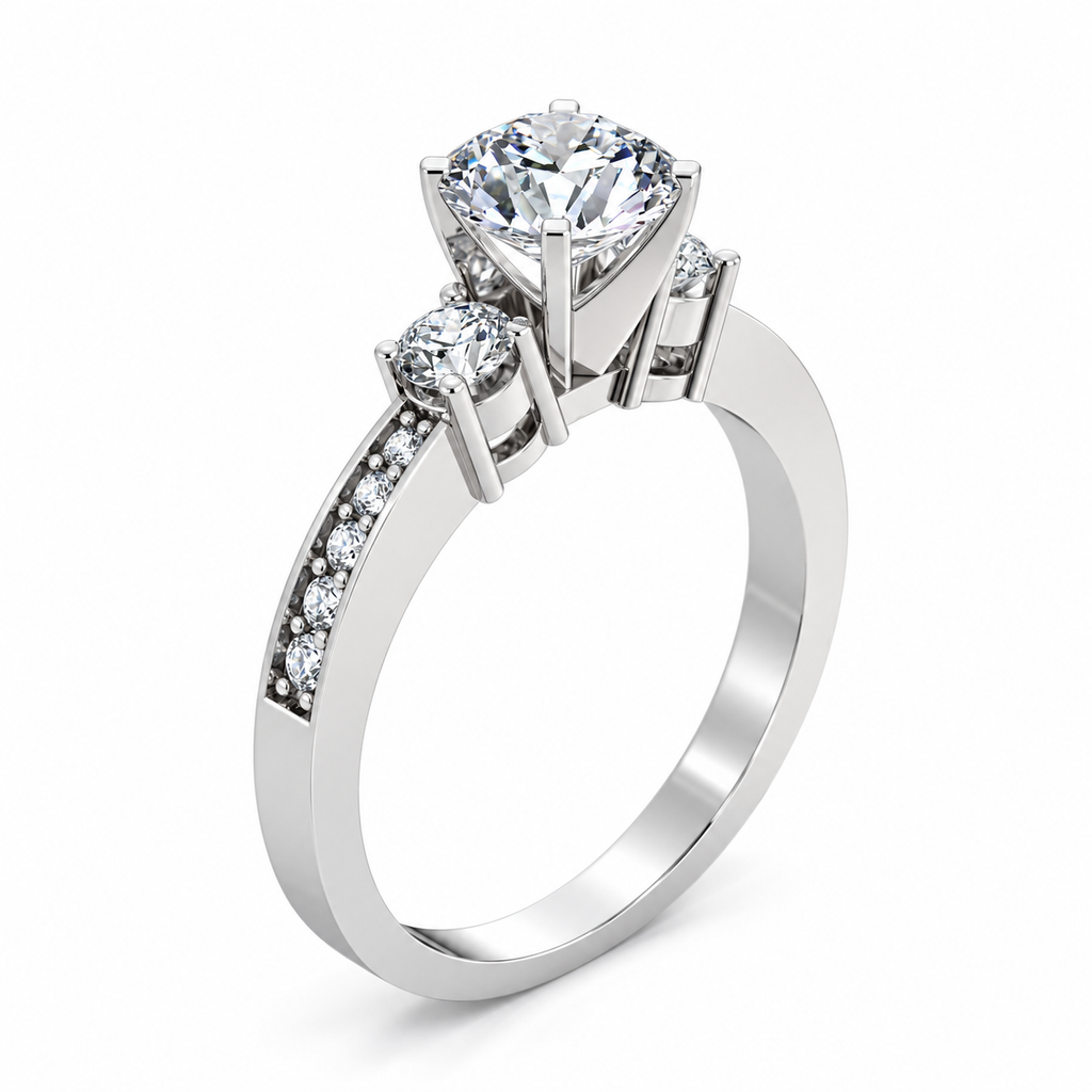 Lily Lab Grown Diamond Ring — white gold — three-quarter view