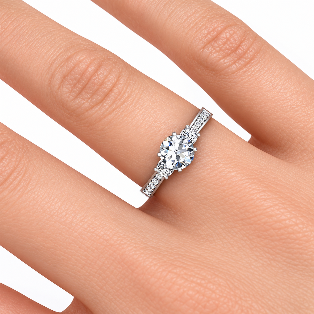 Lily Lab Grown Diamond Ring — white gold — on hand