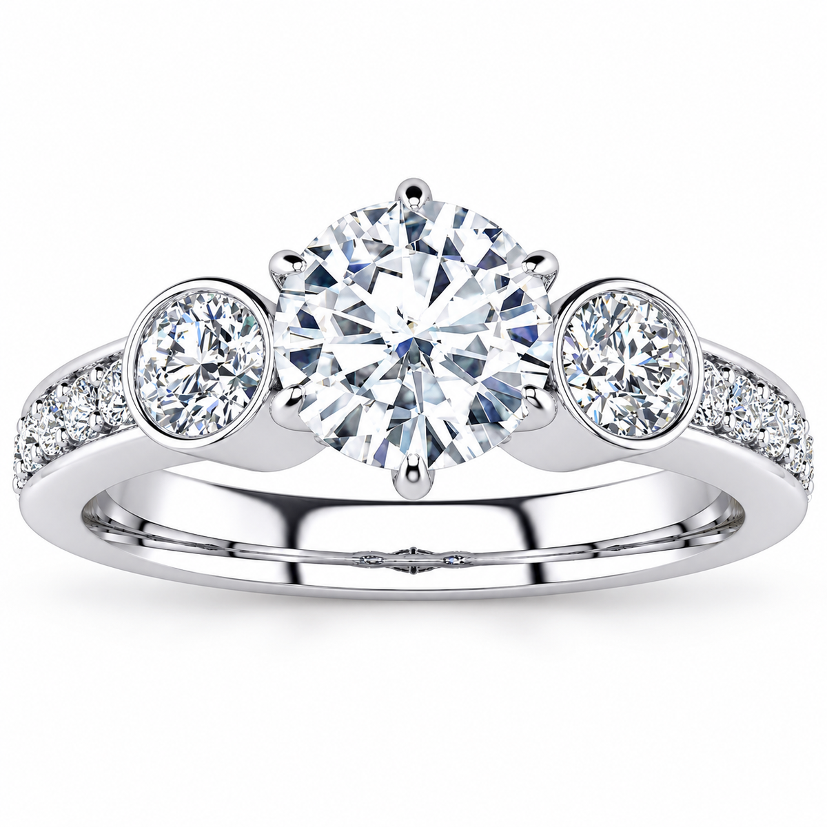 Linda Lab Grown Diamond Ring — white gold — front view