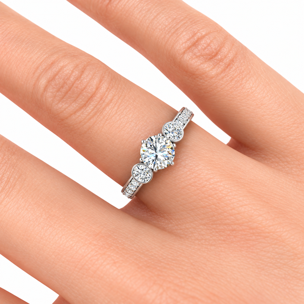 Linda Lab Grown Diamond Ring — white gold — on hand