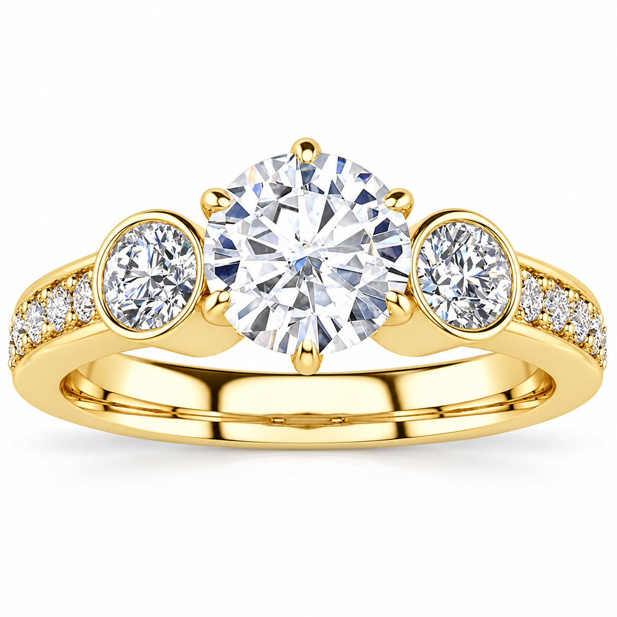 Linda Lab Grown Diamond Ring — yellow gold — front view