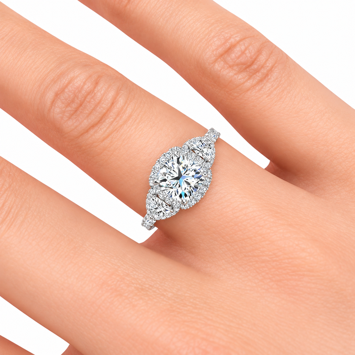 Lindsay Lab Grown Diamond Ring — white gold — hand view