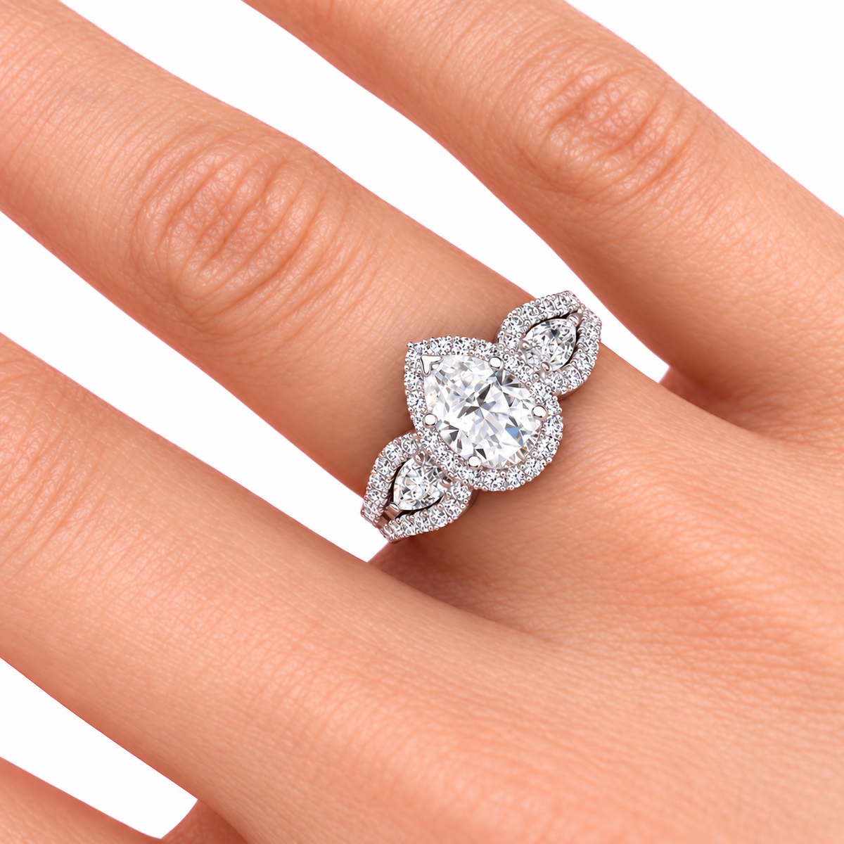 Lisa Lab Grown Diamond Ring — white gold — on hand
