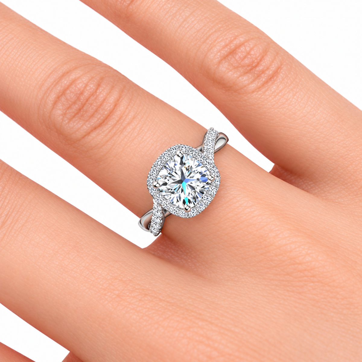 Lucie Lab Grown Diamond Ring — white gold — hand view