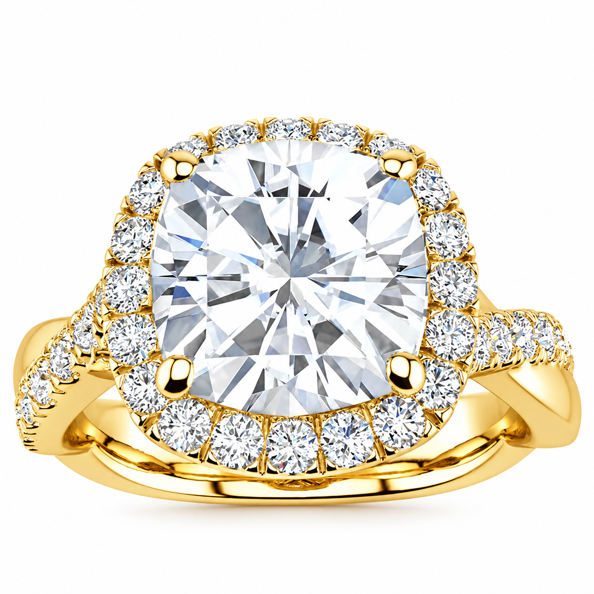 Lucie Lab Grown Diamond Ring — yellow gold — front view
