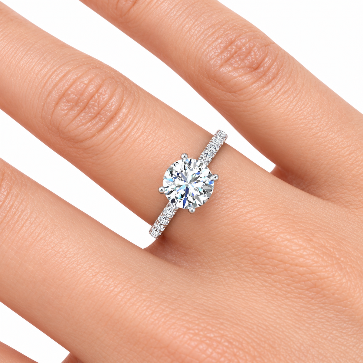 Mackenzie Lab Grown Diamond Ring — white gold — on hand