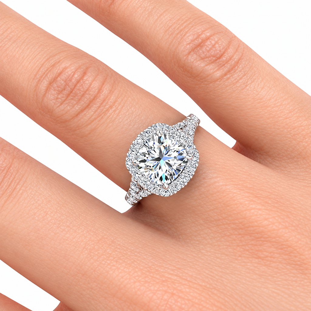 Macy Lab Grown Diamond Ring — white gold — on hand