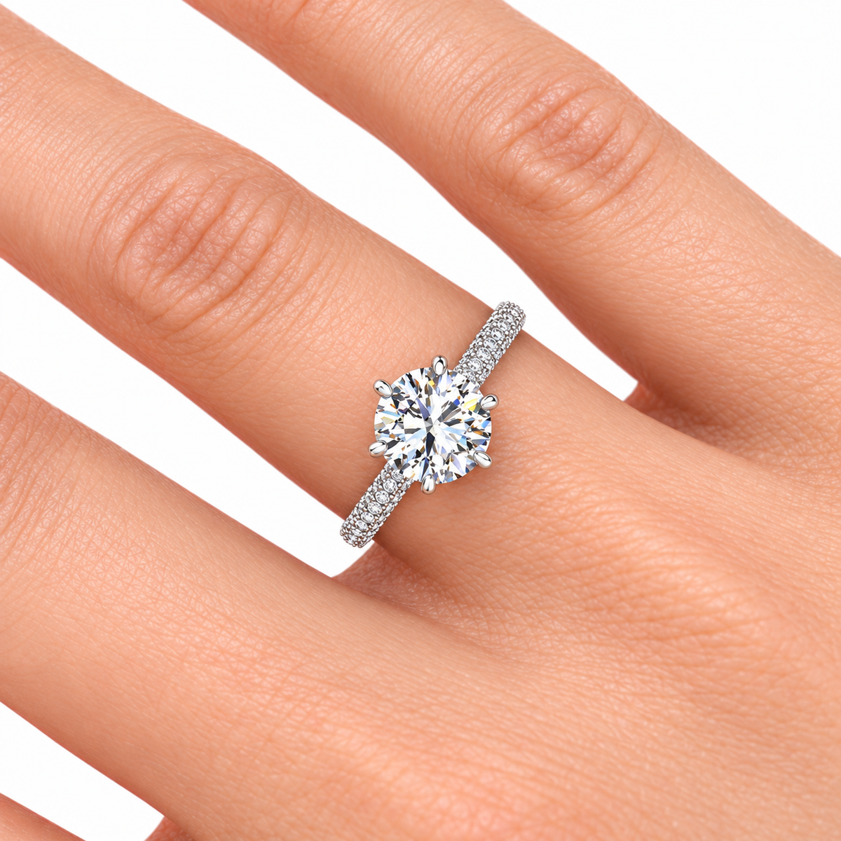 Madilyn Lab Grown Diamond Ring — white gold — on hand