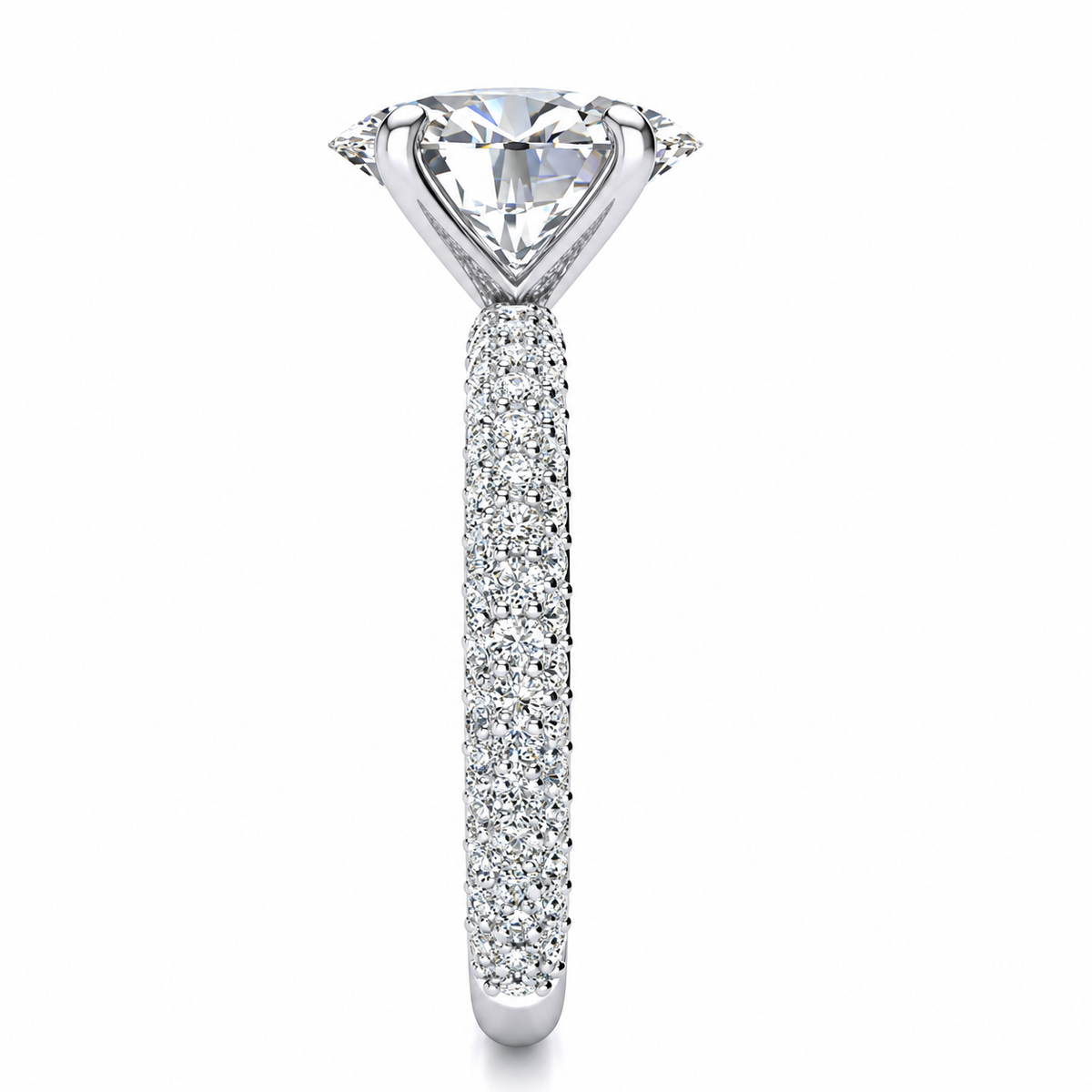 Mady engagement ring — white gold — end view