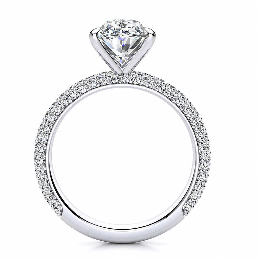 Mady engagement ring — white gold — side view