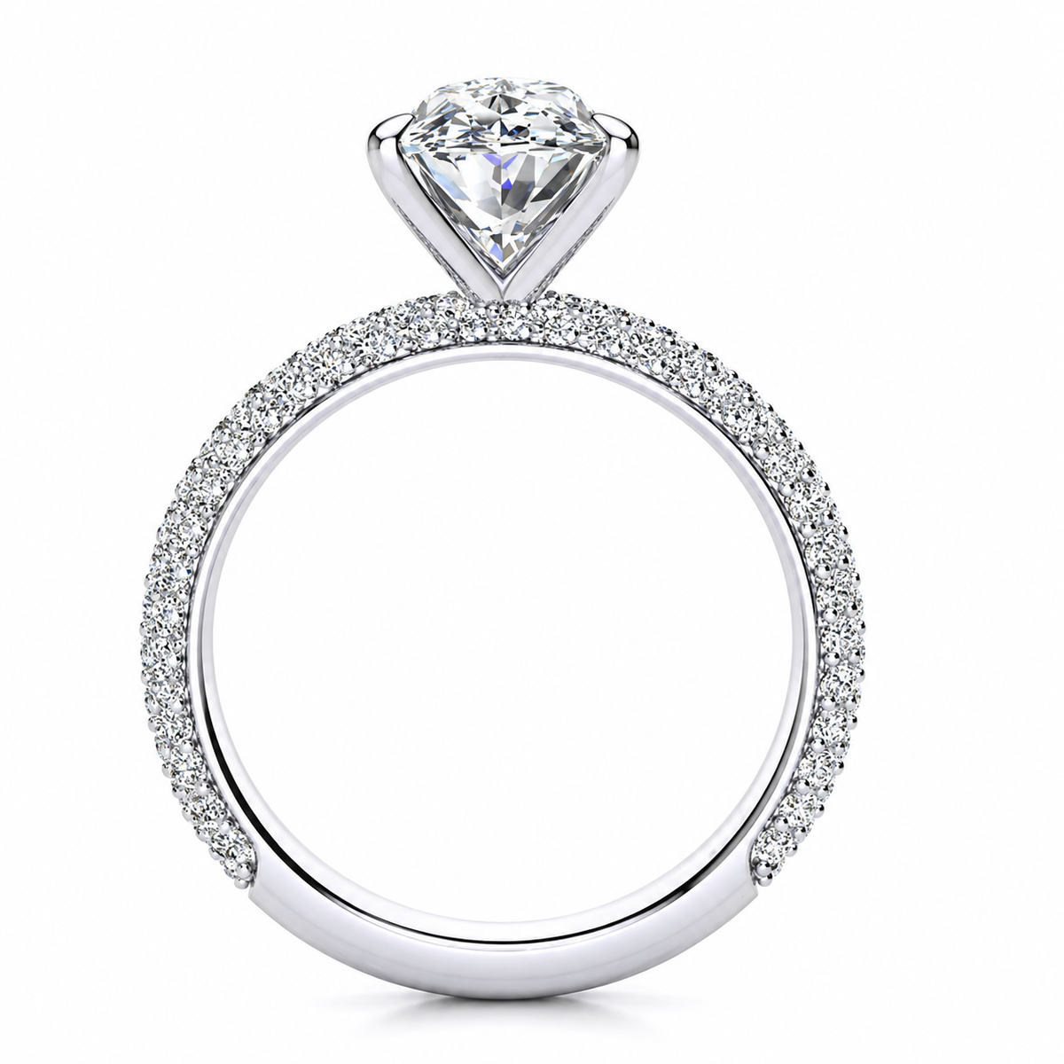 Mady engagement ring — white gold — side view