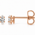 Marquise lab-grown diamond stud earring — 14K Rose Gold, front and side views