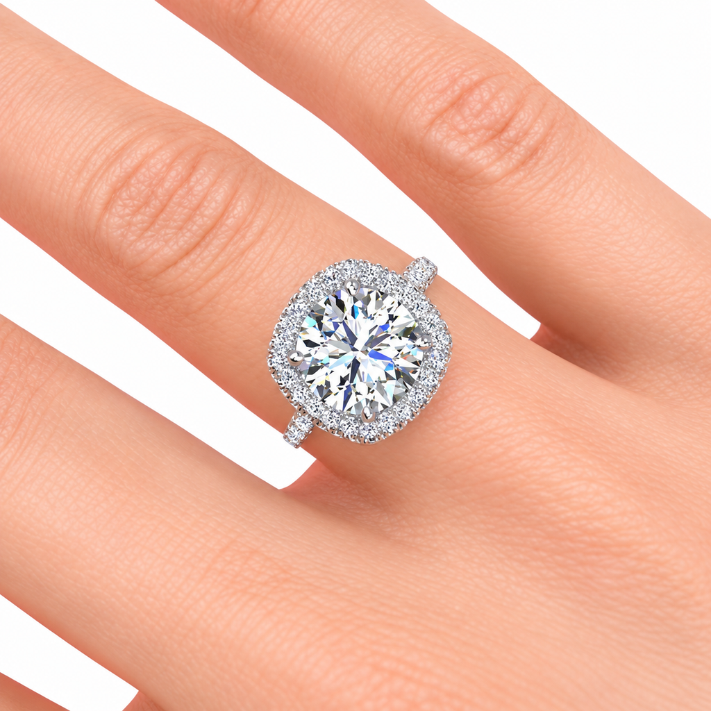 Melanie Lab Grown Diamond Ring — white gold — hand view