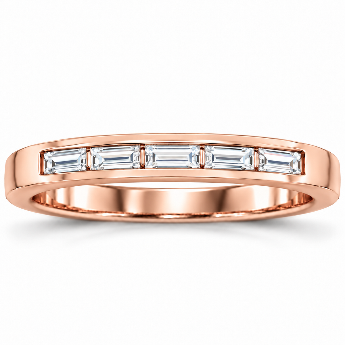 Men's 1/4 CTW Lab-Grown Diamond Five-Stone Anniversary Band – 124206 — 14K Rose Gold, front view