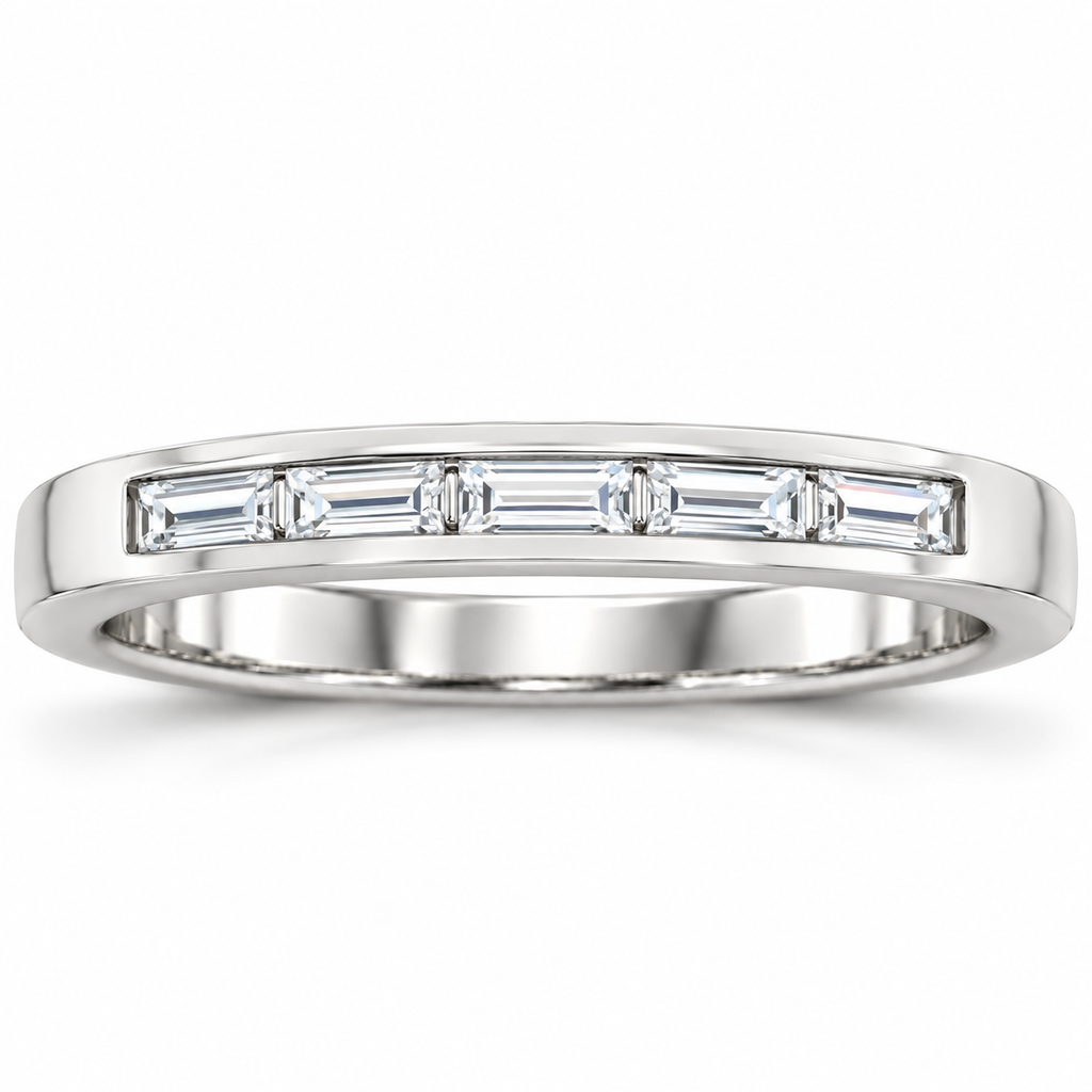 Men's 1/4 CTW Lab-Grown Diamond Five-Stone Anniversary Band – 124206 — 14K White Gold, front view