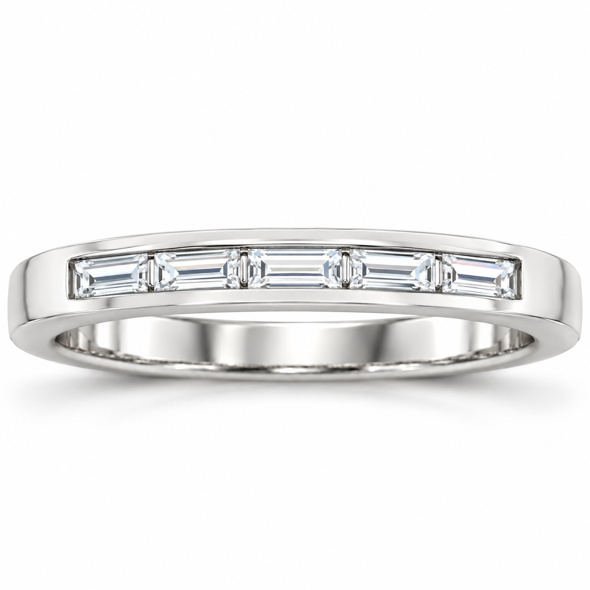 Men's 1/4 CTW Lab-Grown Diamond Five-Stone Anniversary Band – 124206 — 14K White Gold, front view