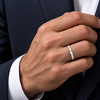 Men's 1/4 CTW Lab-Grown Diamond Five-Stone Anniversary Band – 124206 — 14K White Gold, on-hand view
