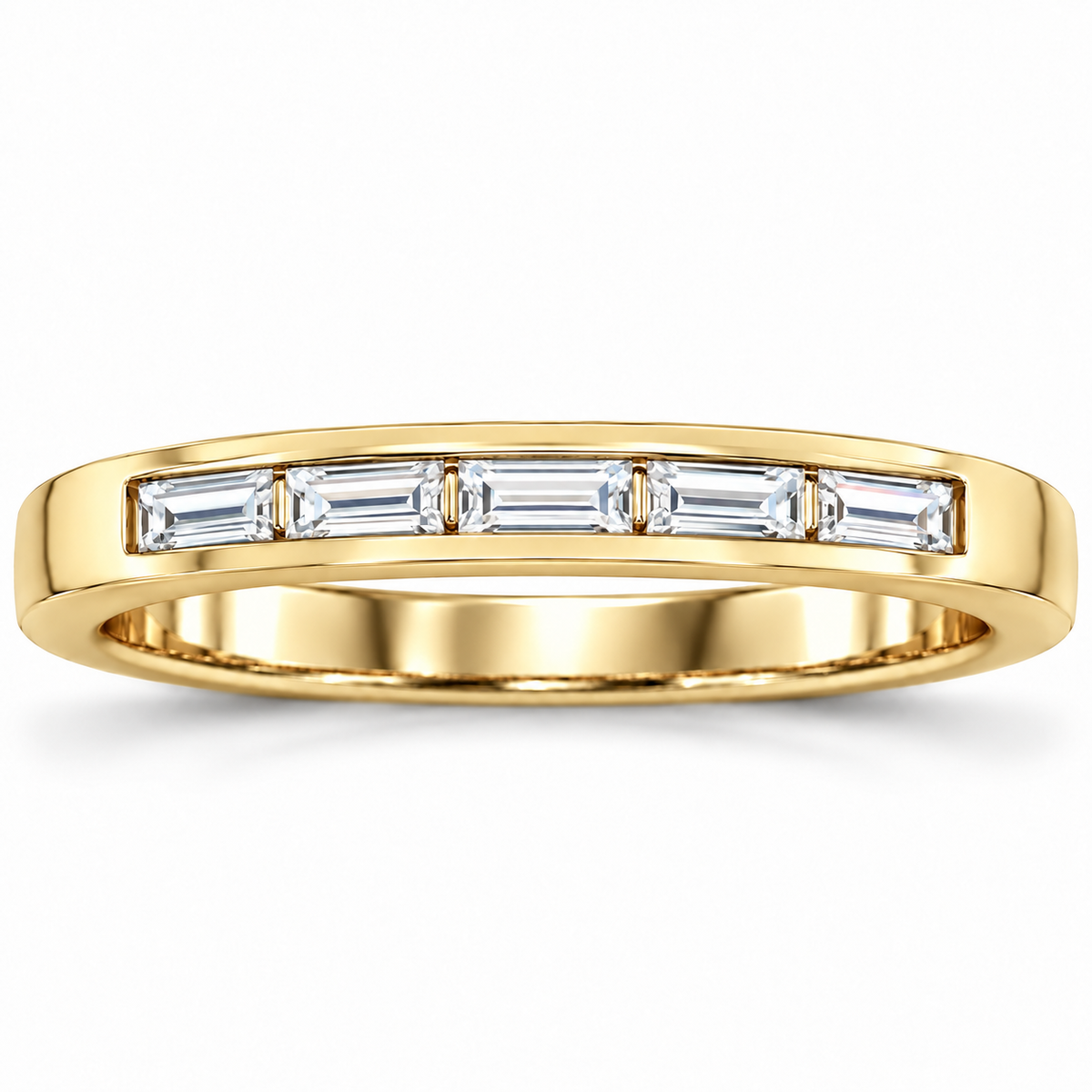 Men's 1/4 CTW Lab-Grown Diamond Five-Stone Anniversary Band – 124206 — 14K Yellow Gold, front view