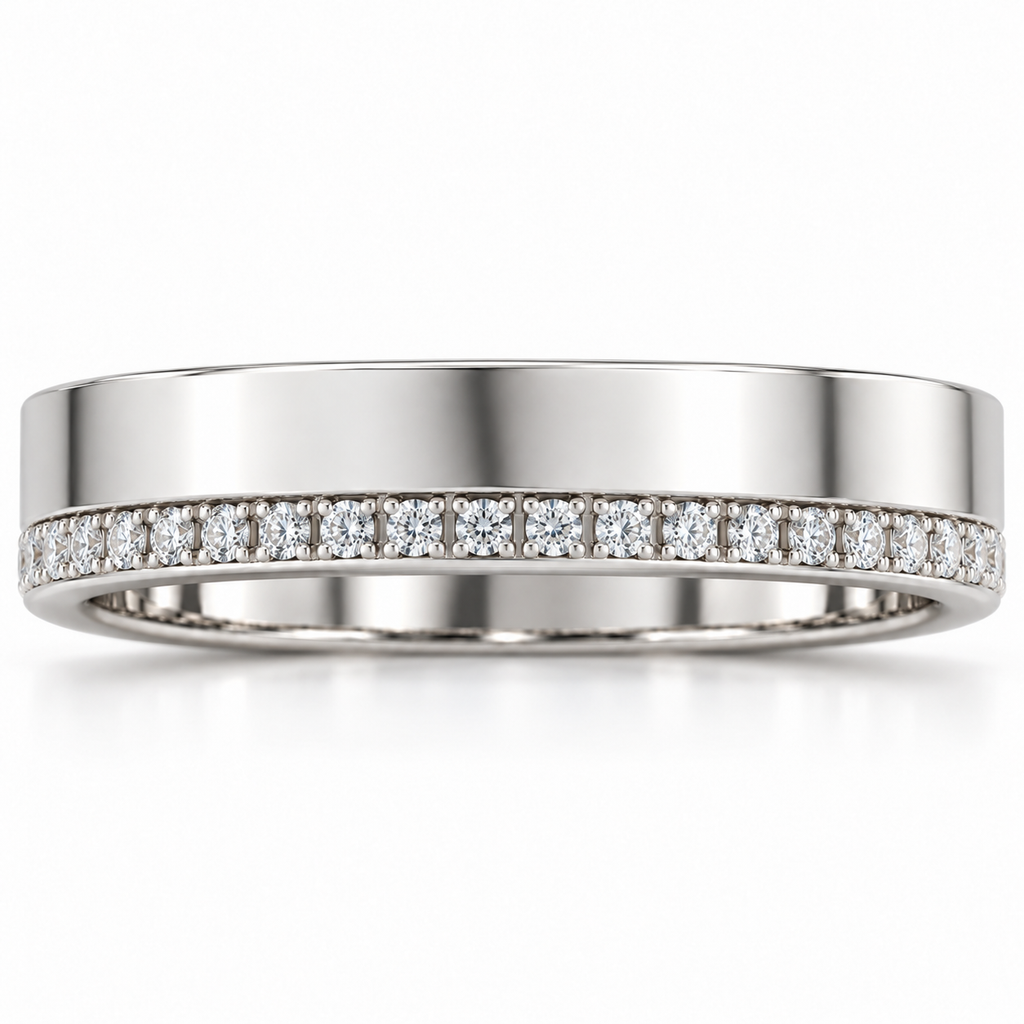 Men's 1/3 CTW Lab-Grown Diamond Accented Band – 126298 — 14K White Gold, front view