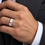 Men's 1/3 CTW Lab-Grown Diamond Accented Band – 126298 — 14K White Gold, on-hand view