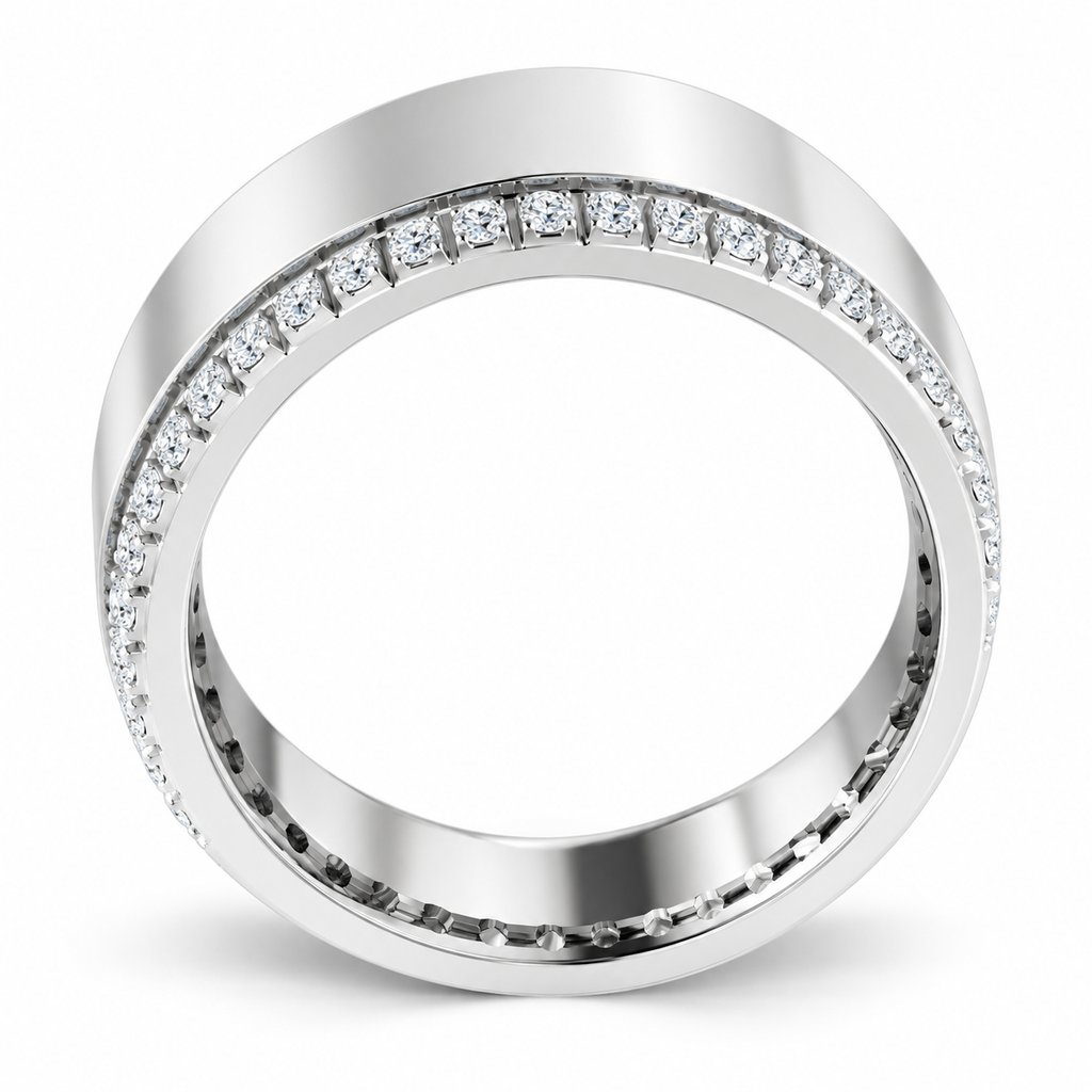 Men's 1/3 CTW Lab-Grown Diamond Accented Band – 126298 — 14K White Gold, profile view