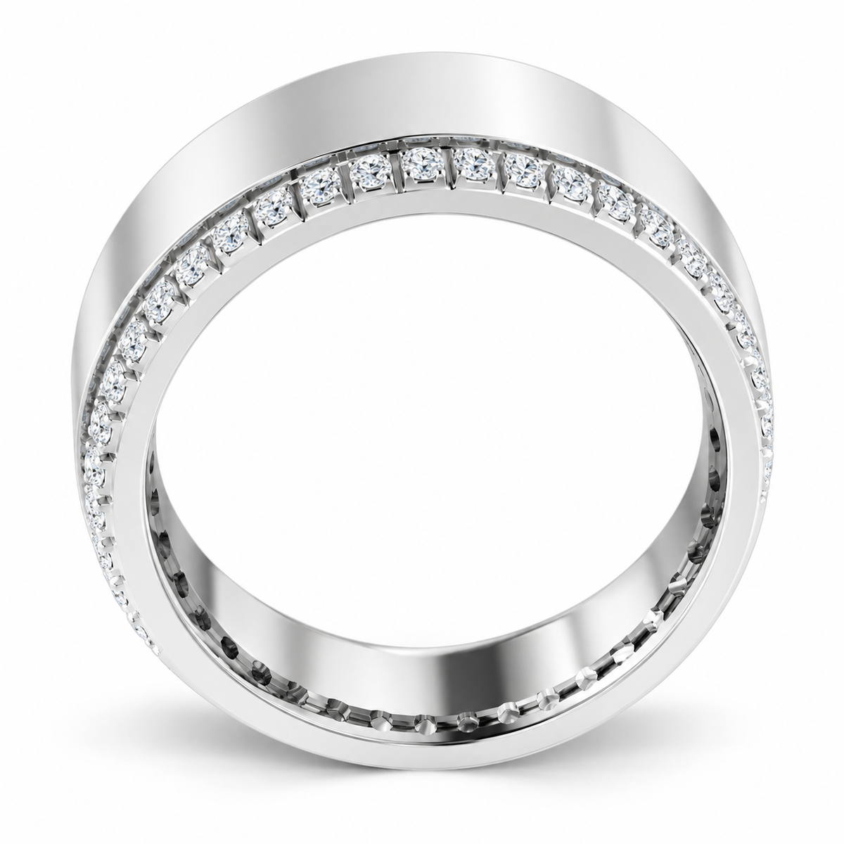 Men's 1/3 CTW Lab-Grown Diamond Accented Band – 126298 — 14K White Gold, profile view