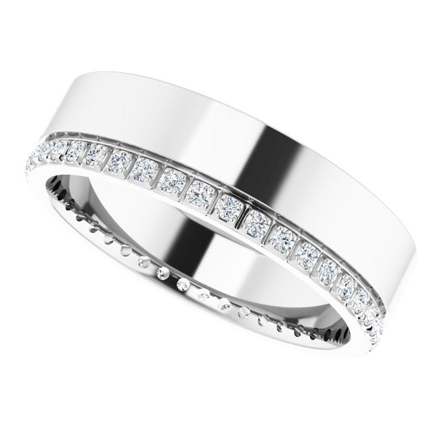 Men's 1/3 CTW Lab-Grown Diamond Accented Band – 126298 — 14K White Gold, side view