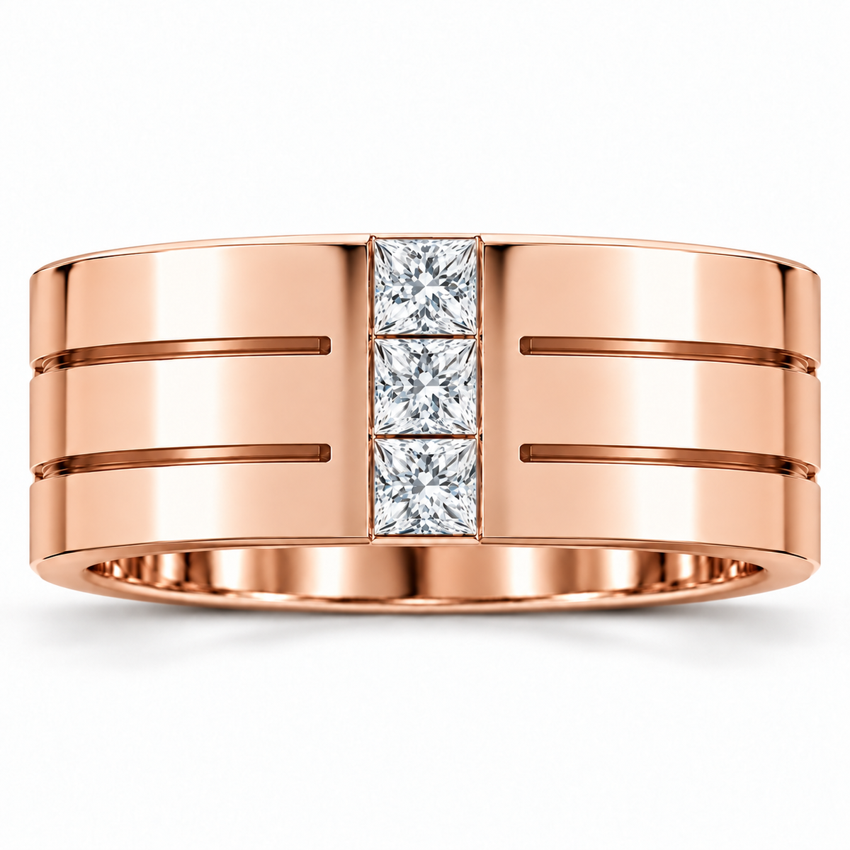 Men's 1/2 CTW Lab-Grown Diamond Band – 126309 — 14K Rose Gold, front view