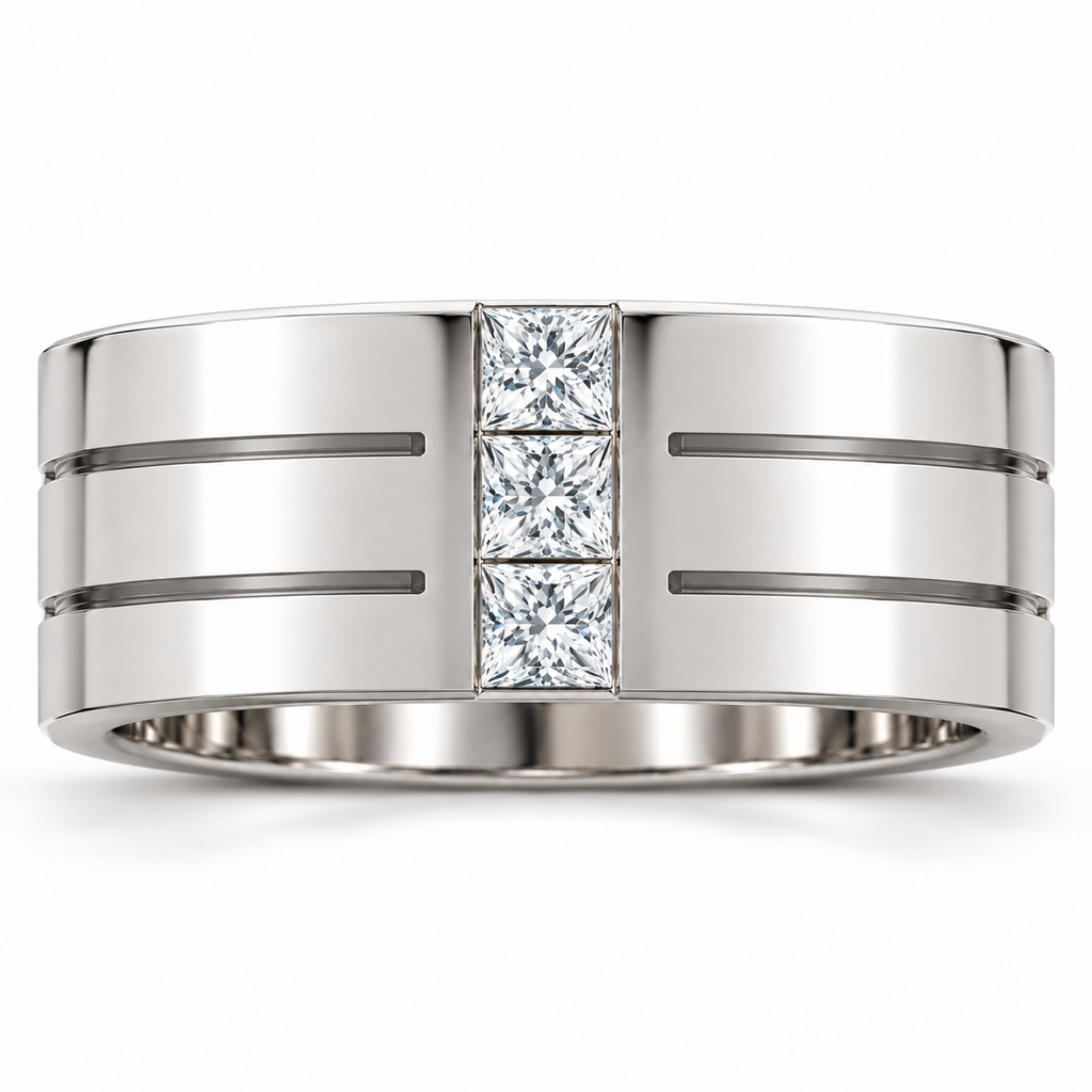 Men's 1/2 CTW Lab-Grown Diamond Band – 126309 — 14K White Gold, front view