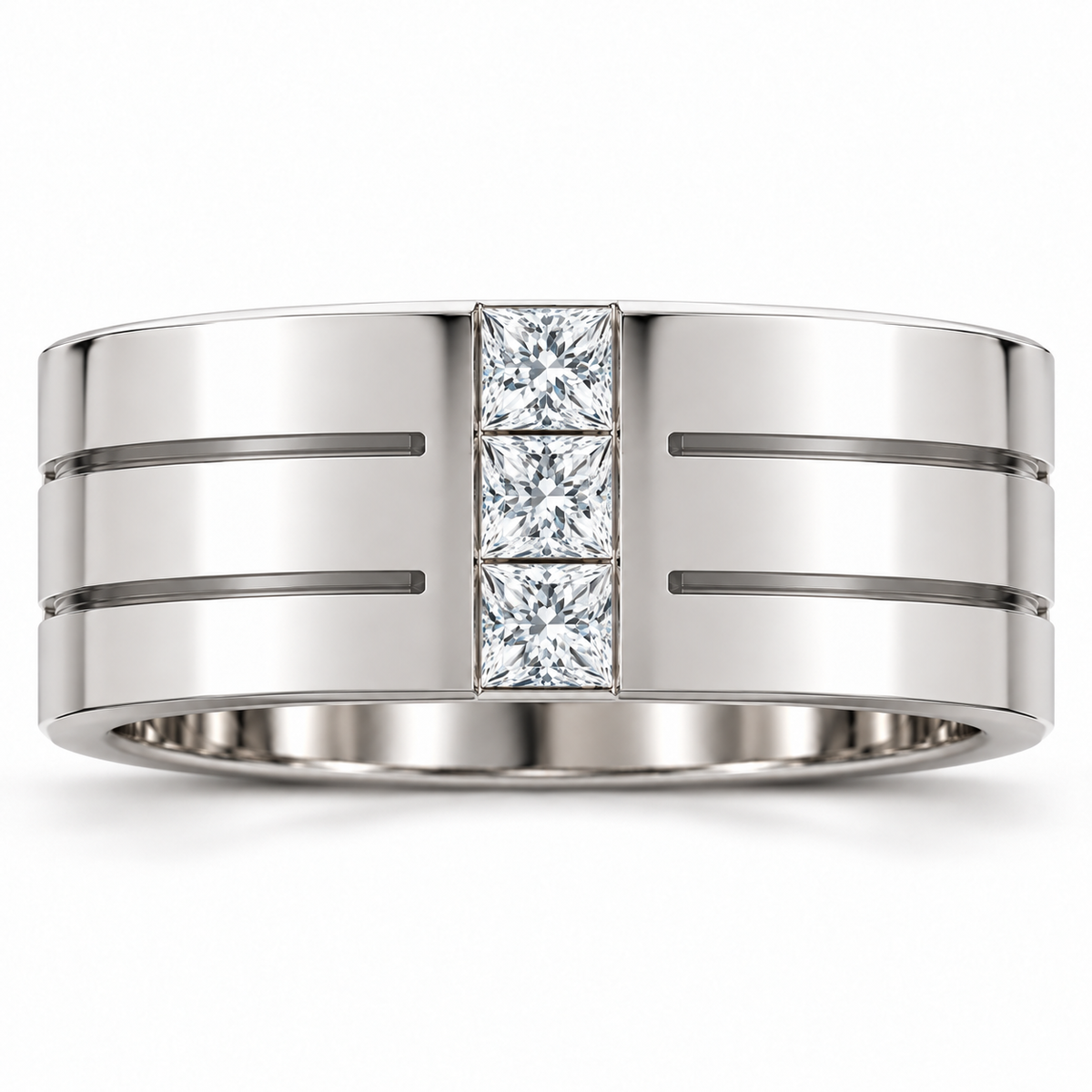 Men's 1/2 CTW Lab-Grown Diamond Band – 126309 — 14K White Gold, front view