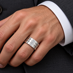 Men's 1/2 CTW Lab-Grown Diamond Band – 126309 — 14K White Gold, on-hand view